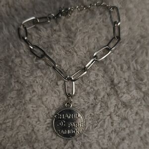 Silver-Tone Coin Charm Link Bracelet - Silver